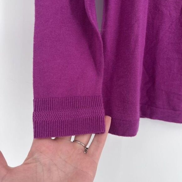 J. Jill Wearever Collection Washable Merino‎ Wool Pointelle Sweater Purple Sz XS - Picture 5 of 9